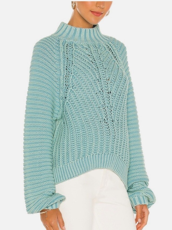 Free People Sweaters - Free People Sweetheart Mock Neck Blue Sweater